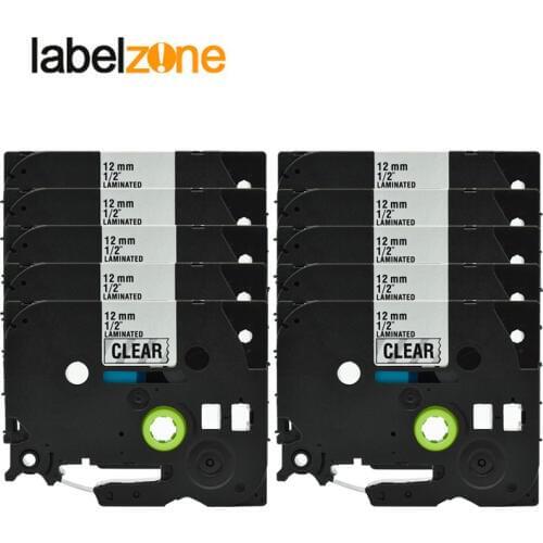 10pcs Black on Clear Tze131 Compatible Brother 12mm*8m Tze-131 Tze 131 Tze Tape Laminated Ribbon Cassette for P-touch Printer