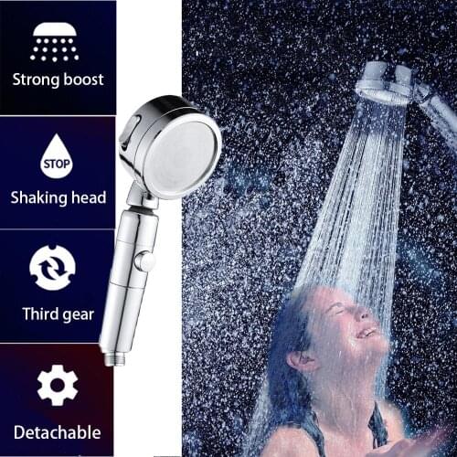 Hot! Adjustable Handheld Shower Head High Pressure Showerhead 3 Spray Settings Water Saving Showerhead One-Key Stop Showe Head