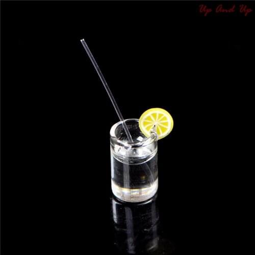Mini Resin 1:12 Dollhouse Mini Lemon Water Cup Miniature Dollhouse Accessories Cups Toy 1/12 Doll House Accessory