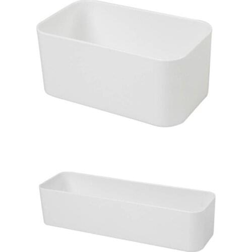 Minimalist White Wall-Mounted Sundries Container Without Lid Self-Adhesive Non-Porous Storage Box Suitable for Bathroom Kitchen