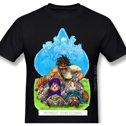 Hero, Bianca, Pankraz And Saber Anime Clothes Design Dragon Quest Funny Anime Manga 100% Cotton Camiseta Men T-Shirt