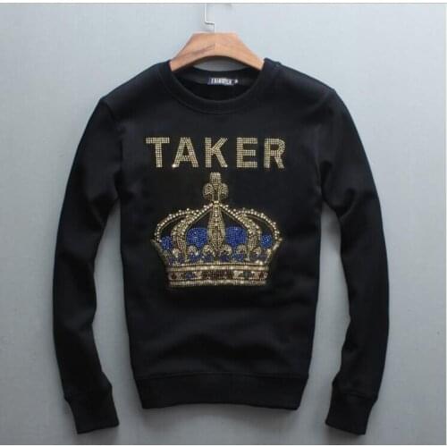 Streetwear Hot drill Men Hoodies Sweatshirts Fashion winter Hip Hop Black Hoodie Diamond stone sweatshirt