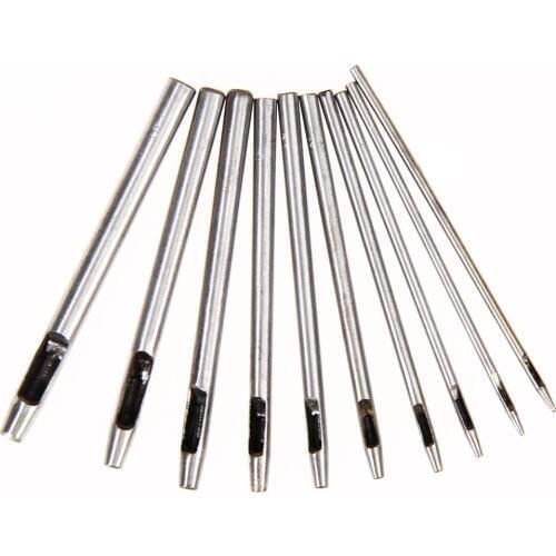 10 Sizes Mix Steel Punch Leather Tool Puncher Hole Craft Set Hollow Puncher Belt Leathercraf Leather Hole Tool