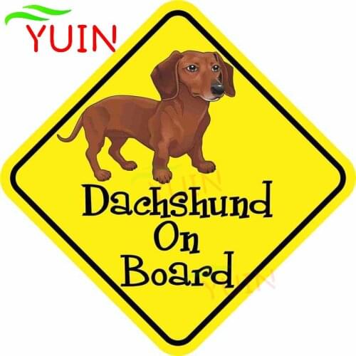 DACHSHUND ON BOARD Dog Warning Mark Car Sticker Fashion Accessories PVC Decoration Waterproof High Quality Decal 13*13cm