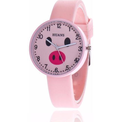 A new jelly childrens watch cartoon cute little girl piggy student couple tiny fresh quartz watch