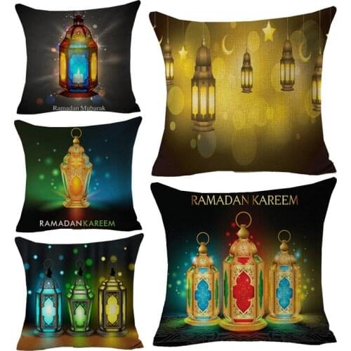 Ramadan karim lantern cushion pillowcase islamic magic lantern art cushion upholster sofa high quality linen-cotton cushion cove