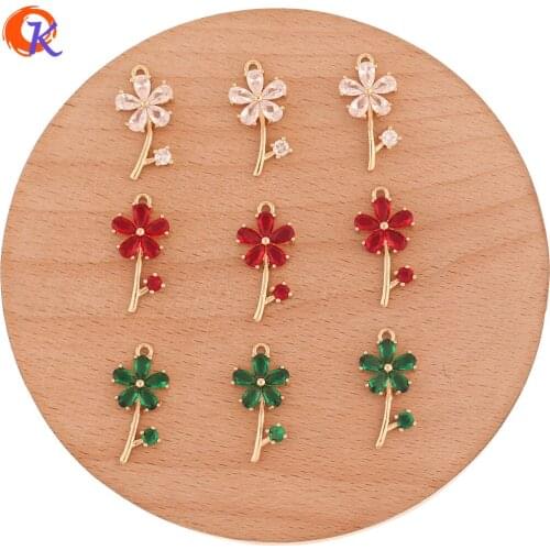 Cordial Design 30Pcs 11*22MM Jewelry Accessories/Hand Made/Earring Connectors/DIY Making/Flower Shape/Earring Findings/CZ Charms