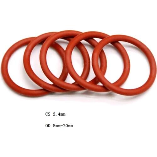 2.4 mm Silicone O-Ring Food Grade Rubber Seal Washer Red O Ring OD 8 mm - 70 mm