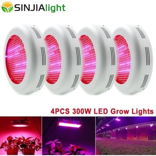 4PCS 300W LED Grow Light ​Panel UFO Full Spectrum Phytolamp Plant Lamp for Indoor Hydroponic Aquarium Grow Tent Greenhouse