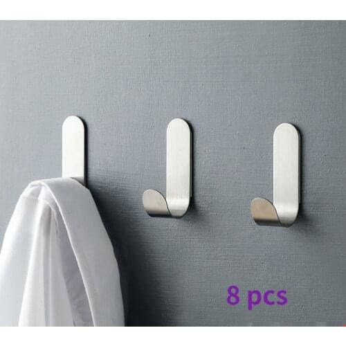 304 stainless steel Rack Bathroom Home Viscose Wall Hooks Hanger Towel hook bathroom towel towel door rack 8pcs