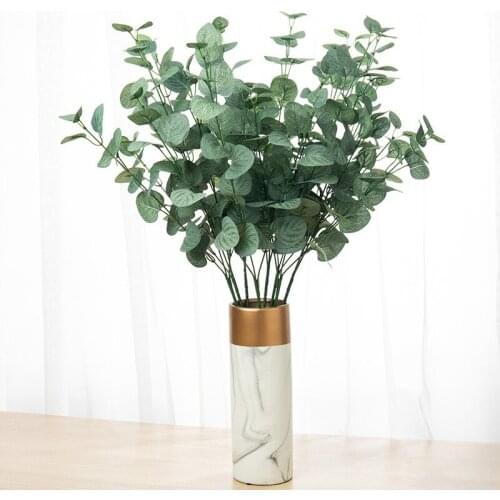 Artificial Leaves Branch Retro Green Silk Eucalyptus Leaf for Home Decor Wedding Plants