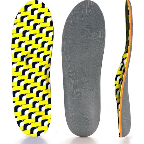 Yellow Striped Orthotic EVA Comfort Insoles for Heel, Arch, Ball of Foot with Targeted Cushioning,Arch Support Inserted Insole