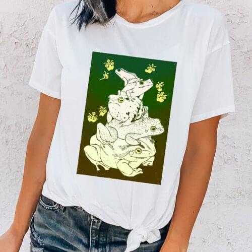 Cute Frog Women T shirt Fashion ladies Tops Casual Women T-shirts Ulzzang Summer Streetwear Harajuku Short Sleeve female Tshirt