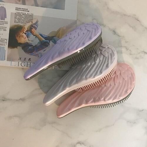 New 1pc Angel Wing Detangling Hair Brush Handle Magic Anti-static Comb Shower Massage Comb Smooth Salon Hairdressing Tool