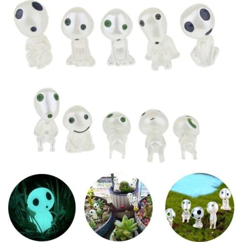 10pcs Luminous Garden Ghost Miniature Figurines Forest Miniatures Ornament Statue Luminous Fairy Doll Statue Garden Decoration