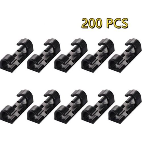 100/200PCS Cable Clips Organizer Drop Wire Holder Cord Management Self-Adhesive Cable Manager Fixed Clamp Wire Winder Dropship