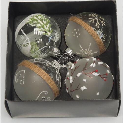 16pcs/pack Diameter=8cm Beautiful Handmade Glass Ball Christmas Day Decoration Glass Globe Festival Friend Gift Glass Ball