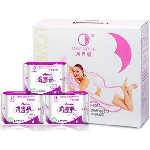 WinIon Anion Sanitary Napkins Overnight Pad Winalite Lovemoon Sanitary Napkins Overnight Pad Anion Pads (16 Packs x 8 Pads)