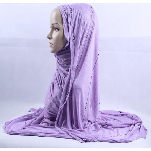 200x120cm Maxi Hijab Scarf Shawl For Women Muslim Modesty Turban Headscarf Exquisite Rhinestone Stripe Stole Head Wrap