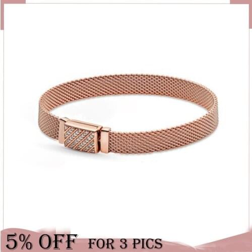 2021 Hot Sale Spring 925 Sterling Silver Reflexions Long Clasp Pavé Bracelet Women Fashion Original Jewelry Gift