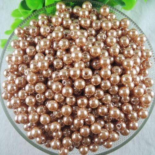6mm 8mm 10mm 12mm 14mm Light Cofee Round Pearl Imitation Plastic Acrylic ABS Pearl Beads for DIY Jewelry Necklace AS-19