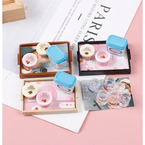 9Pcs/Set 1:12 Dollhouse Miniature Ice Cream Tray Set Kitchen Furniture Accessories Toy pretend Play Toy