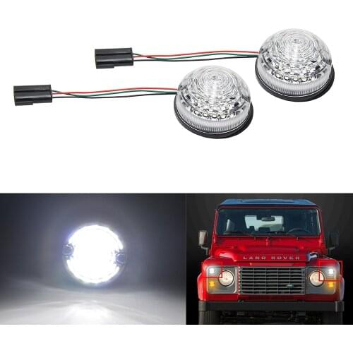 2X White Front LED Side Marker Lamps 73mm For 83-90 Land Rover Defender 90/110
