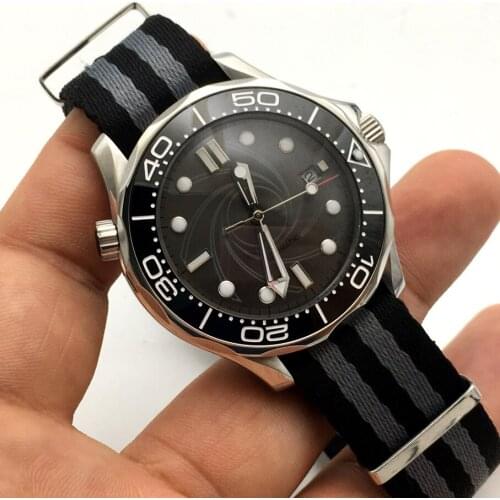 Watch gray aseptic dial hippocampus 300 series automatic mechanical watch mens watch nylon casual strap 03