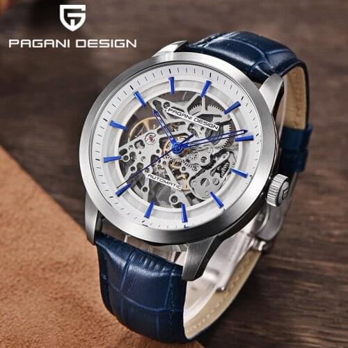 PAGANI DESIGN Mens Automatic Mechanical Waterproof Watch Fashion Hollow Sports Shock Leather strap Mens Watch Orologio da uomo