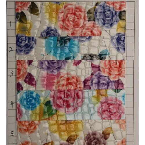 Decoration material handbag popular colorful flower printed artificial PVC leather fabric