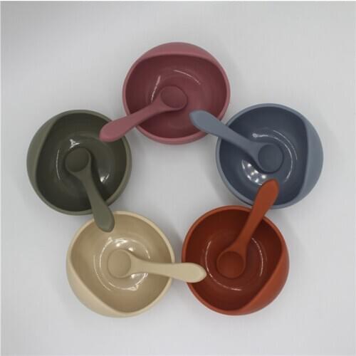 Baby Feeding Bowl Silicone Tableware Waterproof Spoon Non-Slip BPA Free Learning Dishes for Baby Bowl Baby Plate
