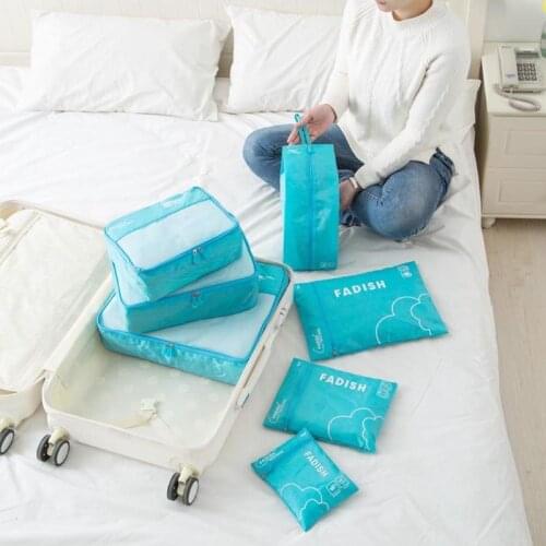 7pcs Travel Storage Bags Set Portable Clothes Organizer Cosmetic Toiletry Pouch Luggage Sets Accessories Supplies Tidy Bags