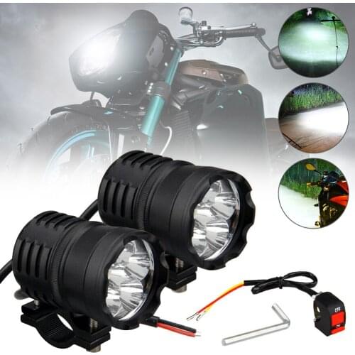 Hot Sale 2PCS LED 60W 6000LM 6500k 12V-80V 3-Modes Motorcycle Waterproof Headlight Fog Spot Light Auxiliary lamps & Switch