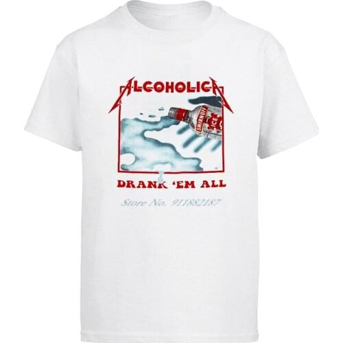 Alcoholica T Shirts New mens Tops Summer Short Sleeve Harajuku Streetwear Oversized Men Clothing