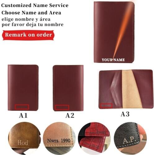 Name engraving passport wallet Accessories Passport Cover Black Card Holders Men And Women Travel Purses Vintage Leather Wallet