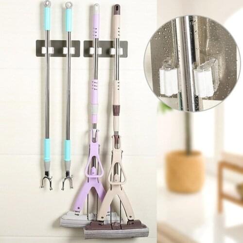 Adhesive Multi-Purpose Hooks Wall Mounted Mop Organizer Holder RackBrush Broom Hanger Hook Kitchen Bathroom Strong Hooks
