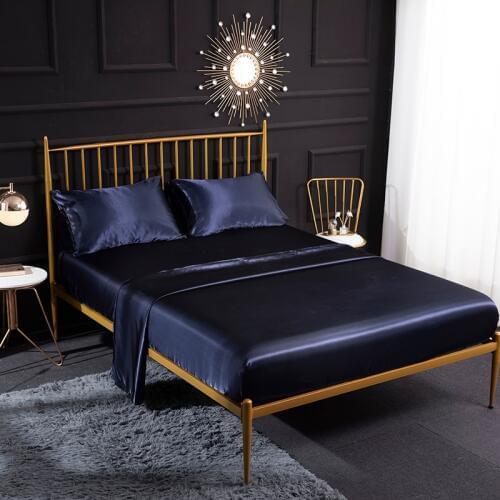 4pc Satin Bedding Sheet Set Deep Pocket Silky Satin Sheet Set Wrinkle Free Hypoallergenic Bedding Fitted and Flat Sheet Set