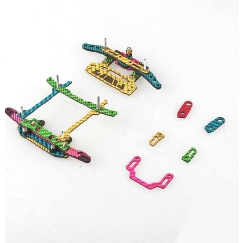 Homemade Tamiya Mini 4WD Car MS/MSL Suspension Chassis Kit Coloful Carbon Fiber Spring Undulating AT Head + Single Anchor Tail