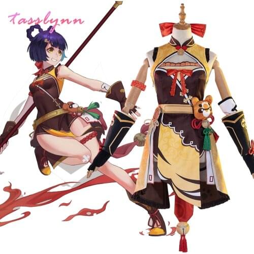 Game Genshin Impact Cosplay Xiangling Cosplay Costume Top Pants Headwear Halloween Fancy Suit for Adult Women Custom Made
