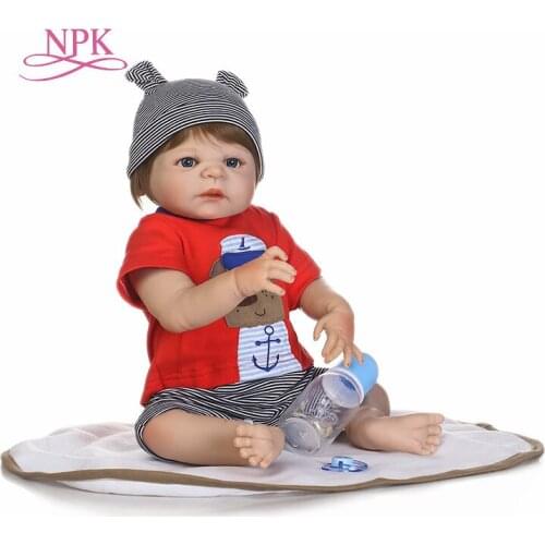 NPK Reborn baby boy dolls 22inch full silicone body reborn babies real sleeping newborn babies toys for children gift bonecas