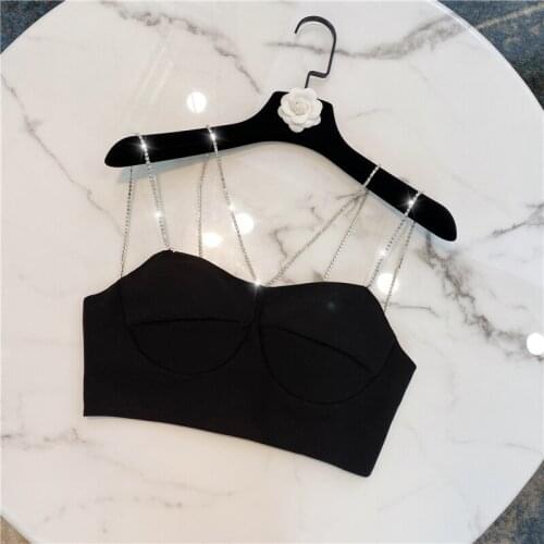 2020 Summer Sexy Shirt Heavy Industry Crystal Diamond Strap Short Camisole Top Ladies Night Club Tube Tops Camisole