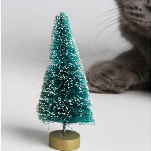 Mini Small DIY Christmas Tree Fake Pine Tree Mini Sisal Bottle Brush Christmas Tree Santa Snow Frost Village House