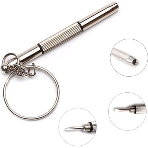 Fashion 3 in1 Eyeglass Screwdriver Hand Tools 3 in1 Eyeglass Screwdriver Sunglass Watch Repair Kit with Keychain