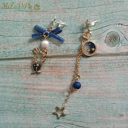 MiFaViPa Fashion Trinket Rabbit Earrings for Christmas Gift Women Star Earrings Drops Long Tassel Cartoon Earrings for Party