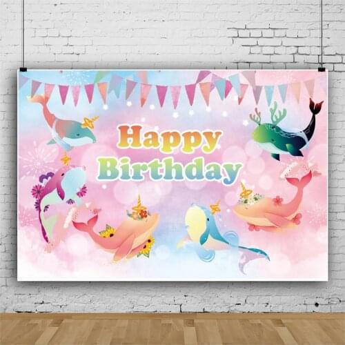 Cartoon Colorful Flags Whales Portrait Photography Backdrop Kid Birthday Party Decor Photo Background Studio Photocall Prop