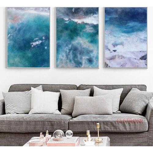 Modern Abstract Blue Sea Canvas Painting Minimalist Ocean Seascape Nordic Posters For Home Decoration Bedroom Wall Art Pictures