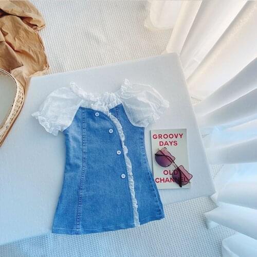Girl Princess Dress 3 To 6 Years Summer Denim Dress 2021 New Children Clothing Korean Kids Dresses For Girls Fashion