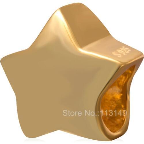 Shiny Star Authentic 925 Sterling Silver Beads Fit European Charm Bracelet Bangle Jewelry Making SGPB4106