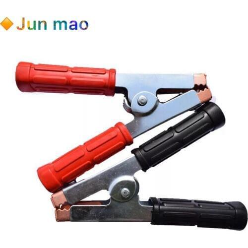 1/2 PCS NOW Non Slip Handle 500A Spring Loaded Crocodile Clip Welding Earth Clamp Red Black 500A