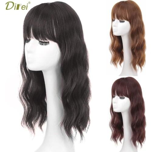 DIFEI Synthetic Long Wavy Clip In Hairpieces Natural Colors Clip Hair Available Female Extension Wig